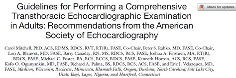 Guidelines for Performing a Comprehensive Transthoracic .